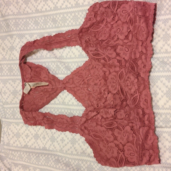 Free People, 3 pairs of lace bralettes, size S, in pink, blue, orange. Like new - Picture 8 of 10